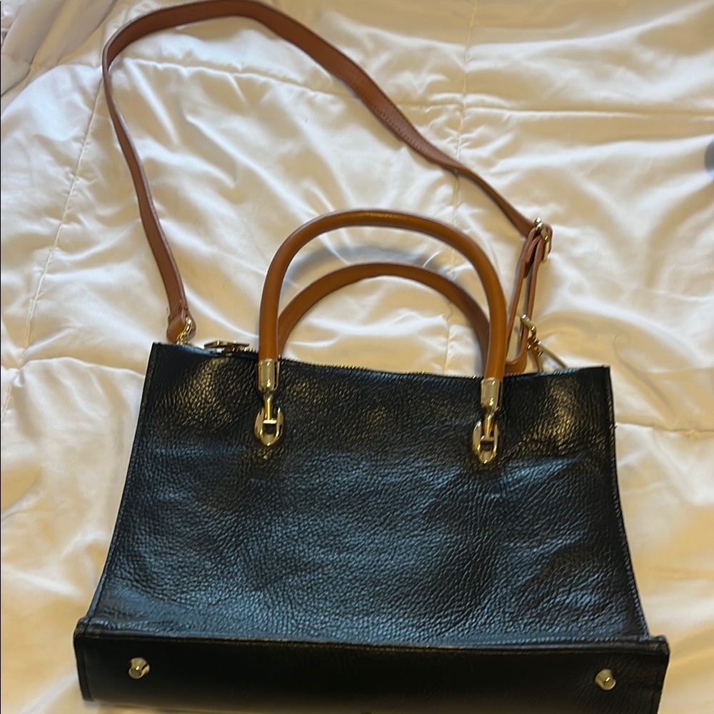 Black and Tan Genuine Leather Handbag